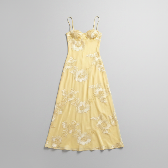 Yellow floral corset maxi dress